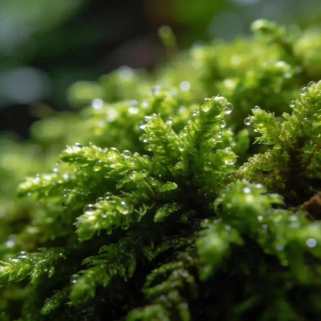 Private label custom fragrance green scent with fresh moss and dewy leaves.