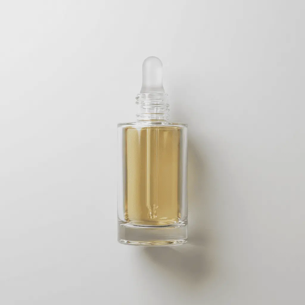 Premium amber glass dropper bottles for luxury hair oils and concentrated scalp serum treatments.