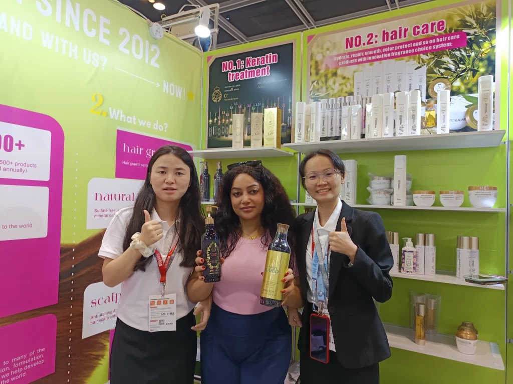 PRO-TECHS team posing for a photo with international clients at the 2025 hongkong exhibition boost
