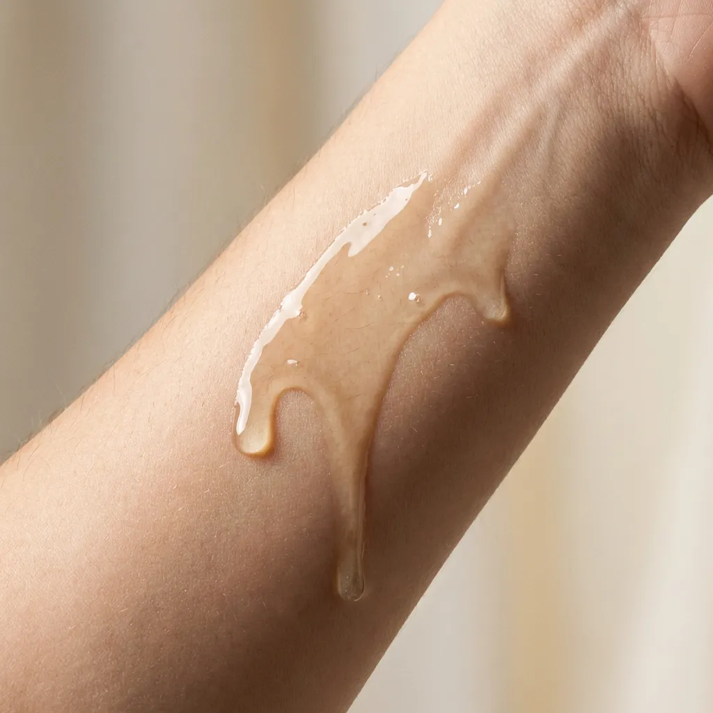 Clear, water-like liquid texture for weightless hair mists and scalp tonics, showcasing pure formulation.