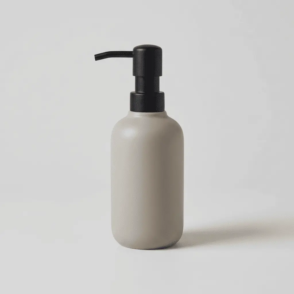 Minimalist white pump bottle ideal for professional salon shampoo and conditioner private labeling.