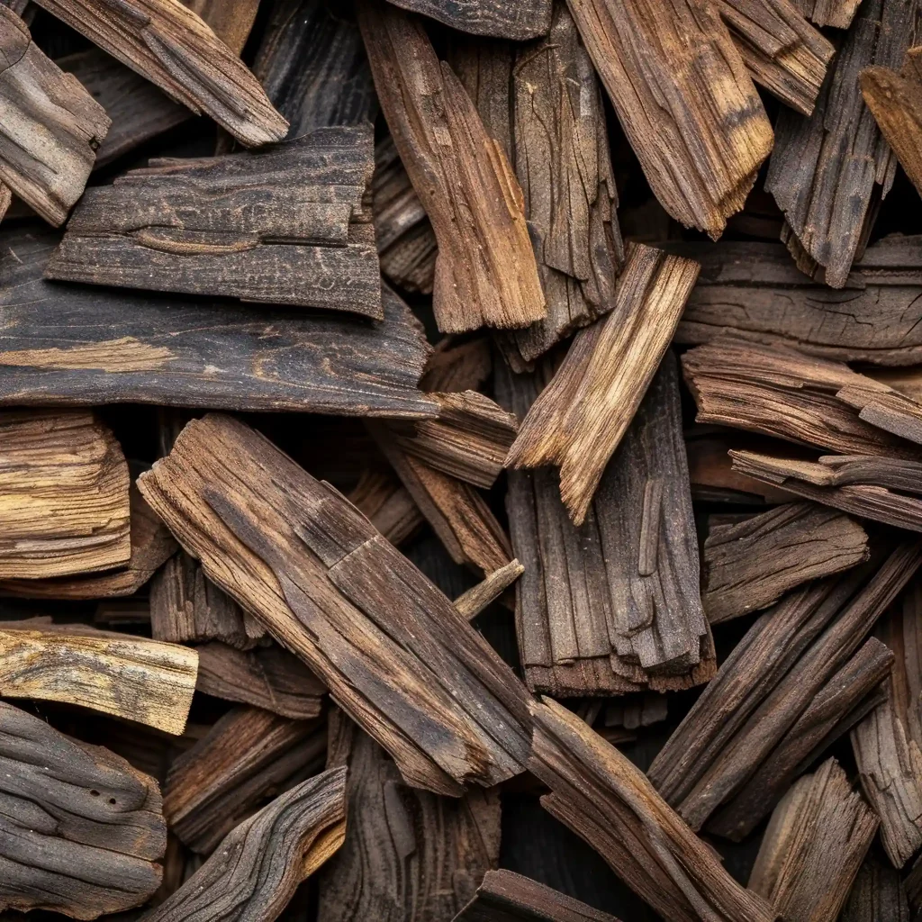 Textured sandalwood and cedar bark imagery reflecting a grounded, earthy, and sophisticated woody aroma.