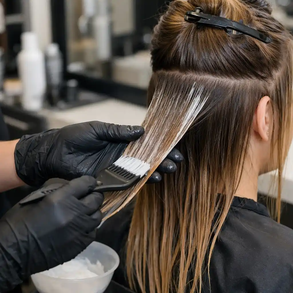 Professional stylist applying keratin treatment to perfectly prepared, clean hair.